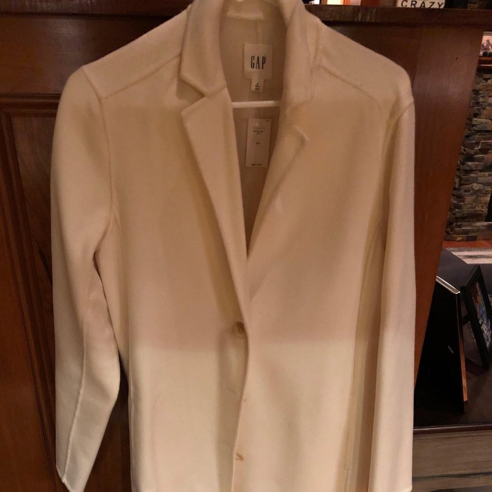 NWT GAP long ivory coat, size Small Tall - Picture 1 of 2